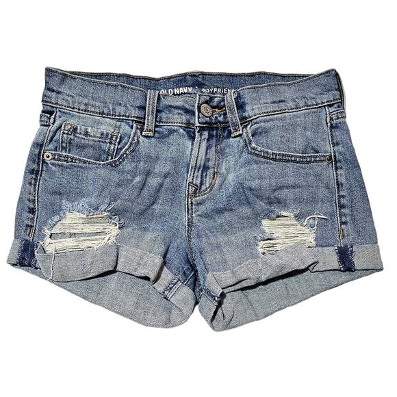 FREE with bundle! Old Navy medium wash distressed Boyfriend cuffed jean shorts - Picture 1 of 11